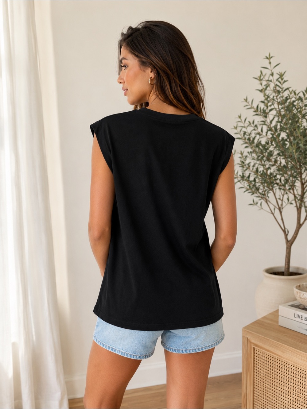 H&M Black Sleeveless Muscle Tee Top XS - Picture 2 of 5